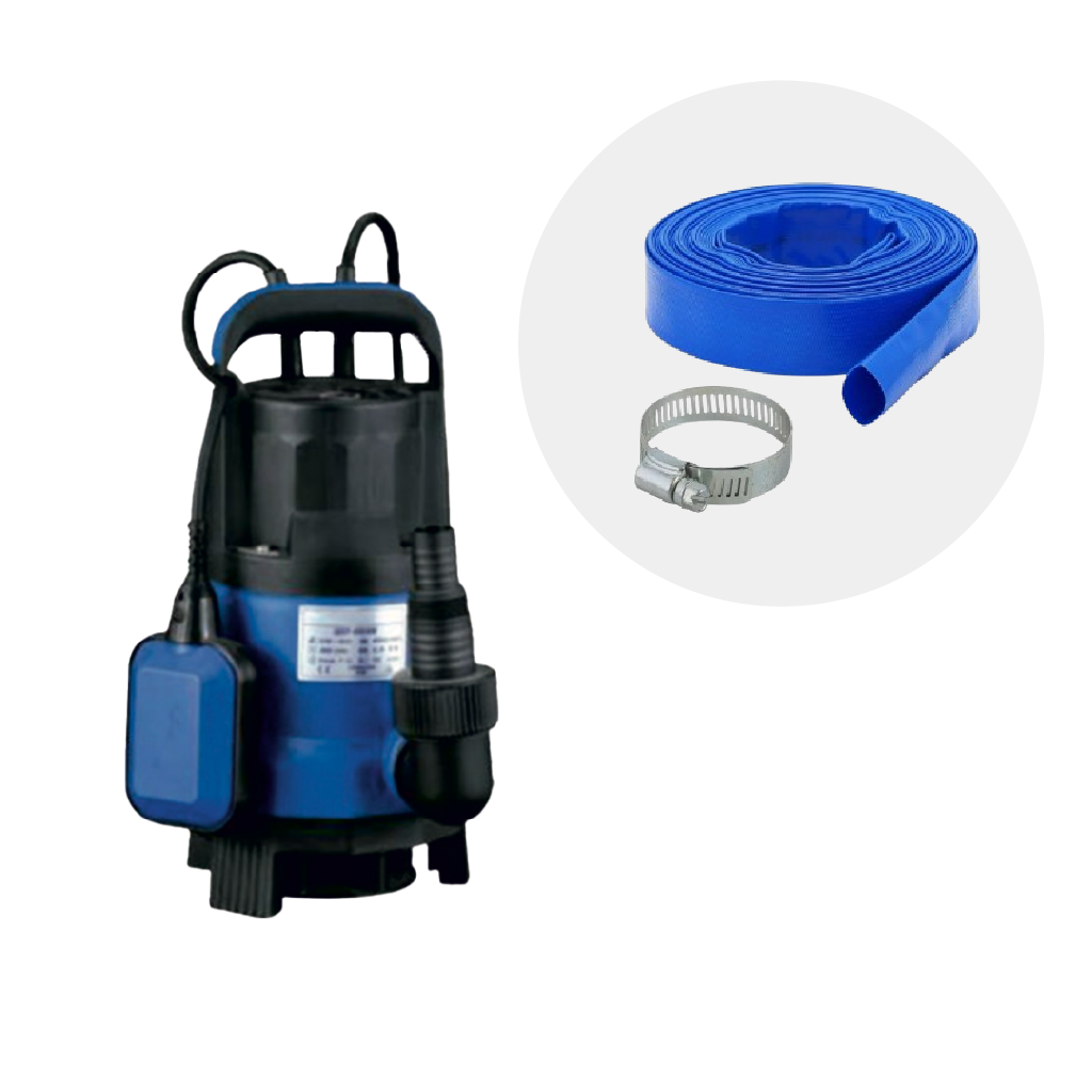 Bomba de achique QDP de 1 cv con manguera y abrazadera incluida